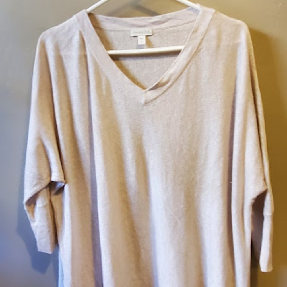 Garnet Hill Lightweight Linen Cream/Light Beige Flowy Sweater